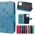 thumbnail image 2 of iPhone 13 Pro Max Wallet Case, 6.7 inches Durable Case, Flower Butterfly Pattern Premium PU Leather Magnetic Case with Credit Cards Slots Shockproof Protective Cover (iPhone 13 Pro Max, blue), 2 of 8