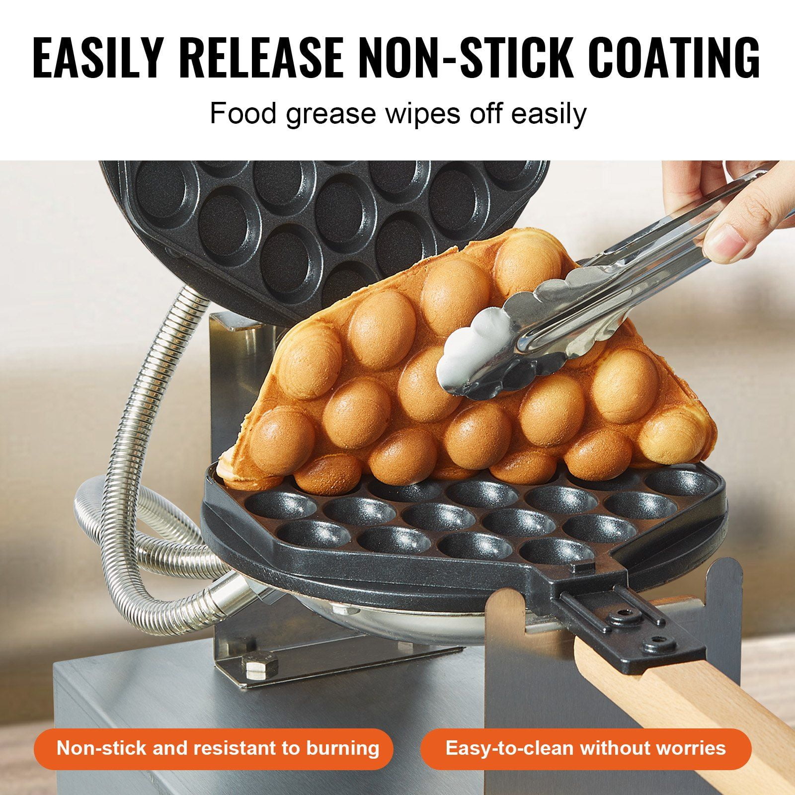 1400W High-Power Bubble Egg Waffle Maker Machine | Non-Stick Coating | Quick & Easy Hong Kong Style Pancakes