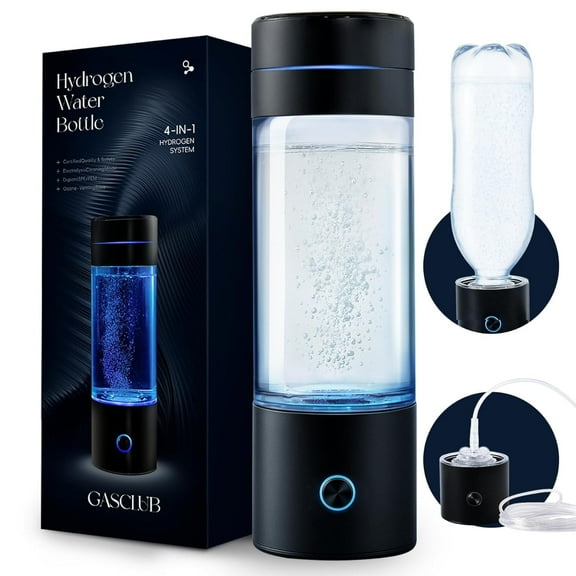 GasClub Hydrogen-Rich Water Bottle, FDA Certified, USB Rechargeable Portable Hydrogen Generator for Anti-Oxidant, Sports & Daily Hydration