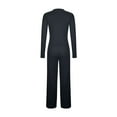 thumbnail image 2 of Lovzfmll Women's 2-Piece Set, Long Sleeve Slim Fit Top & Wide Leg Pants, Casual Athletic Matching Outfit, 2 of 9