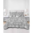 thumbnail image 2 of Quilts King Size Bedding Set, Farmhouse Country Lightweight Quilted Comforter, Grey Vintage Trees Rustic French Garden Soft Reversible Bedspread Coverlet with Pillow Covers for All Season, 96" x 106", 2 of 7