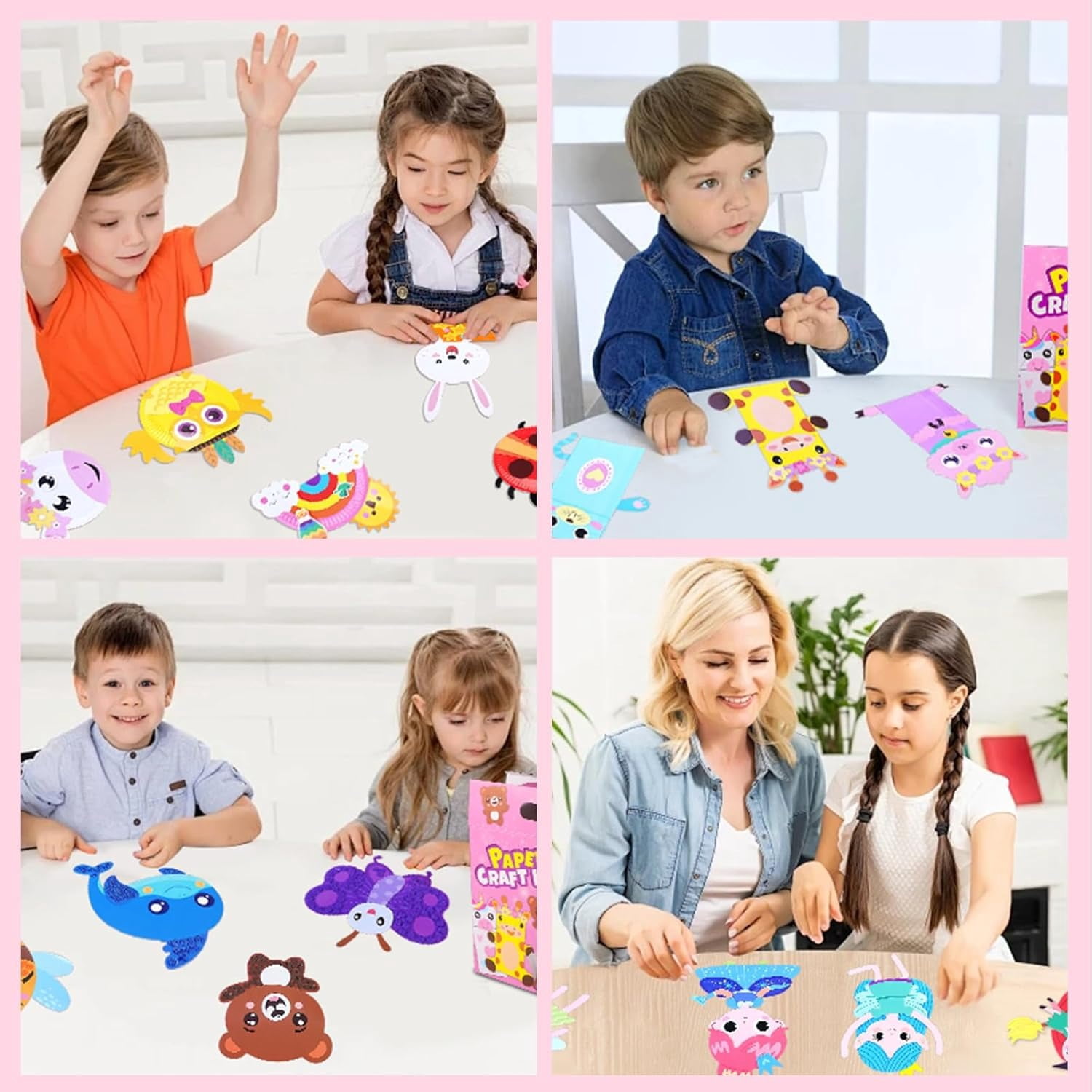20 Animal Arts & Crafts Kit for Kids 4-6, All-Inclusive Toddler Craft Box with Paper Plates, Puppets, Fun Activities, Tigers, Lions (134 Characters) (Princess)