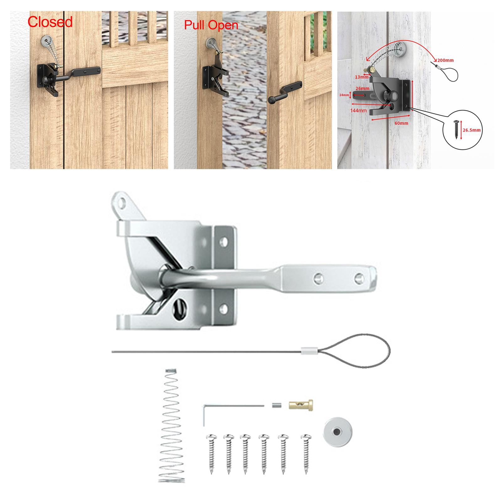 Fence Gate Self Locking Hardware for Yard Backyard Garden , , 43x144mm new