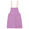 thumbnail image 2 of KIDSCOOL SPACE Girls Denim Overalls Dress,Cute Bear Simple Design Summer Colored Jumpsuit Dress and Set,Purple,9-10 Years, 2 of 6