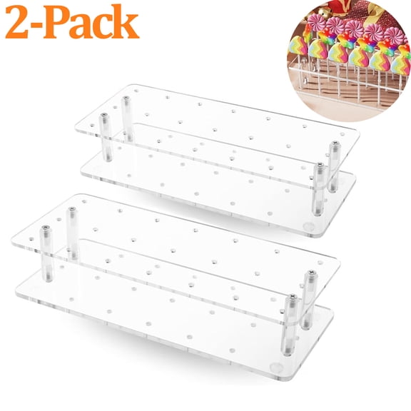 2-Pack Cake Pop Stand, 21 Holes Clear Acrylic Cakepops Display Stand, Transparent Cake pop Holder for Cake pop Sticks Under 0.2 inch (5mm) Diameter