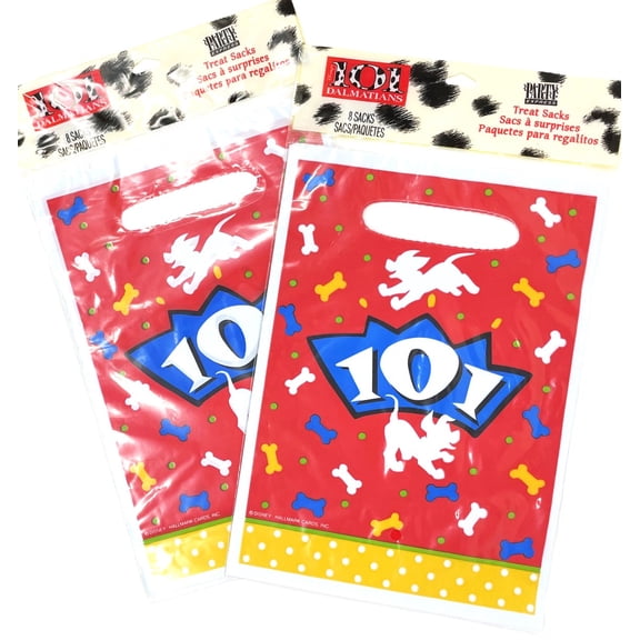 Disney 101 Dalmatians Puppies & Bones Birthday Party Favor Treat Bags - 2 Packs of 8 - 16 Total Bags