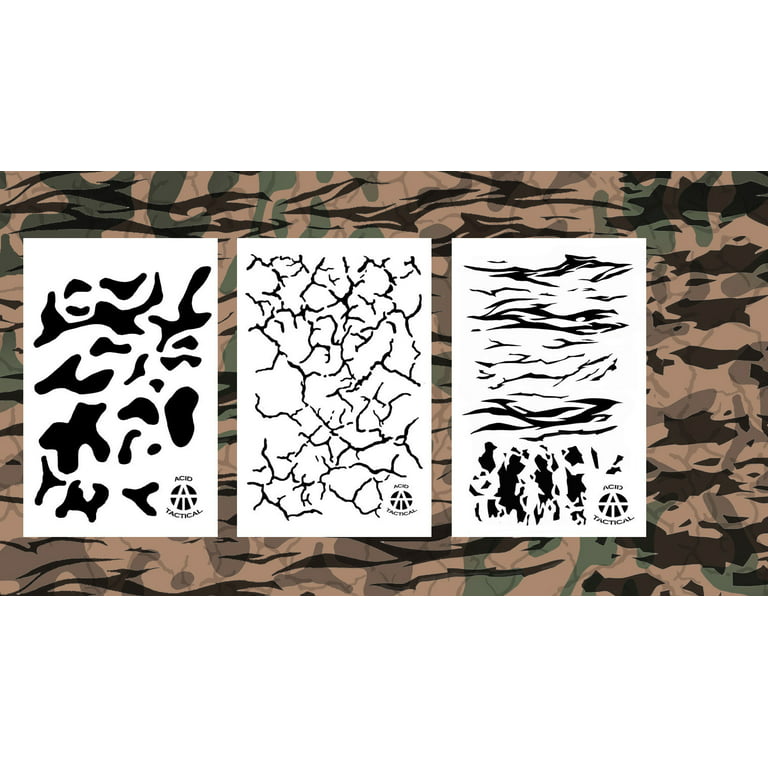 3Pack! Spray Paint Camouflage Stencils 14 - Multicam Cracked