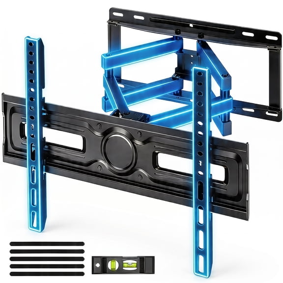 MountFTV Full Motion Swivel TV Wall Mount Bracket with Articulating Dual Arms for 26-70 inch Flat Curved TVs, Max 400x400mm, Hold up to 99 lbs,Fits 12″/16″ Wood Studs