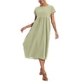 thumbnail image 4 of Vestido midi Zhyaj, holgado, túnica de verano, playa, con bolsillos, algodón, 4 of 7