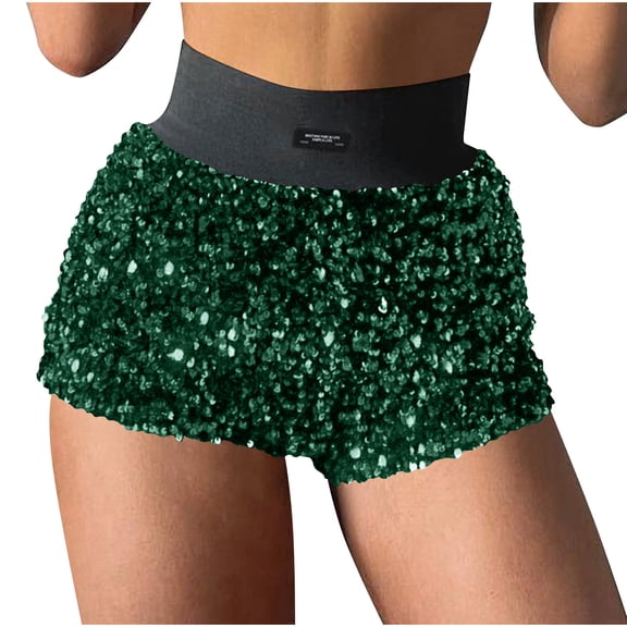 CHUMUD Womens Sparkly Sequin Shorts Y2k High Waist Sexy Glitter Rave Shorts Mini Mirco Shorts Shiny Music Festival Party Club Hot Pants