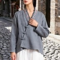 thumbnail image 4 of Jacket for Women V Neck Long Sleeve Vintage Ethnic Style Frog Button Closure Embroidered Trim Loose Fit Casual Outerwear, 4 of 5