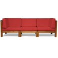thumbnail image 2 of Noble House Canapé Modulaire en Bois d'Acacia pour Extérieur avec Coussins Teck et Rouge, 2 of 16