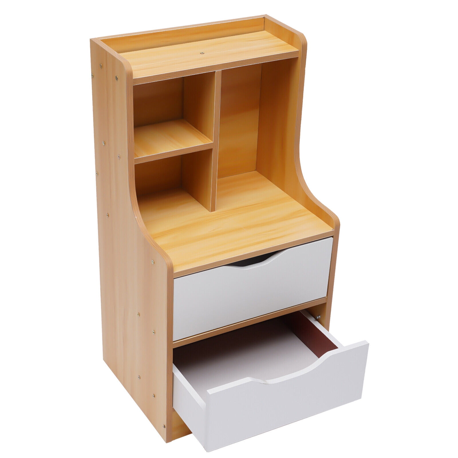 Oukaning Nightstand with 2 Drawers Storage Wooden Bedside Table