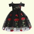thumbnail image 2 of Odeerbi Tutu Tulle Dress For Toddler Girls Birthday Dresses Formal Dress Net Yarn Flowers Mesh Print Bow Ruffles Party Gown Long Dresses Black, 2 of 9