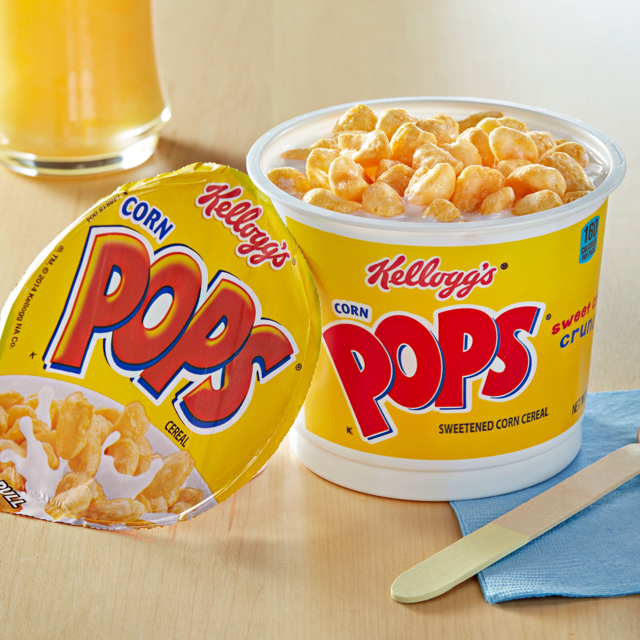 (12 pack) Kellogg's Corn Pops Original Breakfast Cereal, 8 Vitamins and Minerals, Single Serve Cup, 1.5 oz