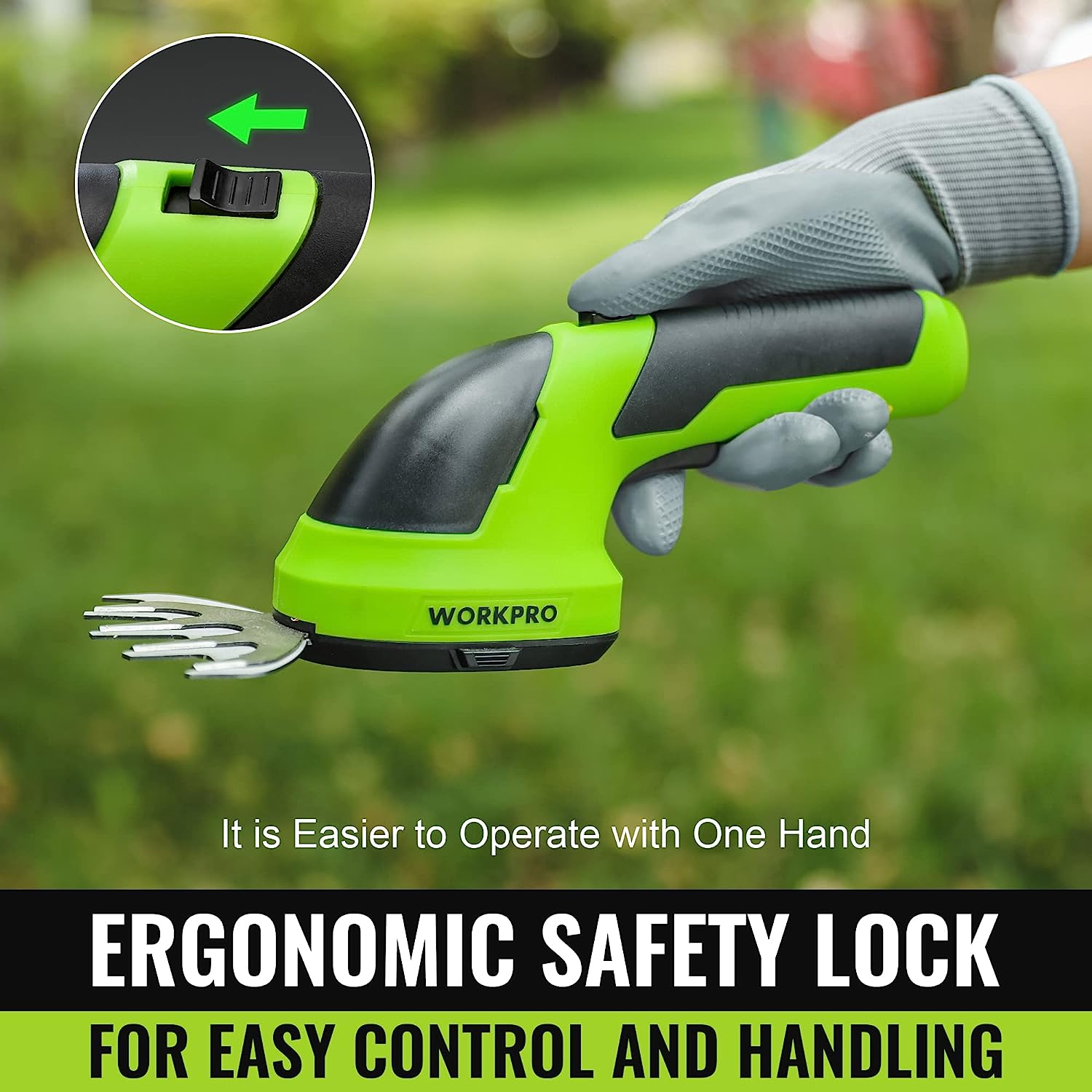 Cordless Grass Shear & Shrubbery Trimmer with Wood Handle - Lightweight Hedge Cutter for Lawn and Garden