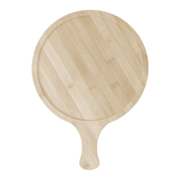 Round Wood Cutting Board with Handle, 7.9-Inch Chopping Board and Charcuterie Serving Board for Pizza, Bread and Cheese, Beige