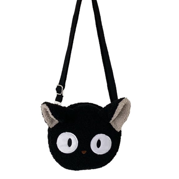 Japanese Style Bear Small Cute Kawaii Coin Purse Crossbody Bag Phone Bag Plush Shoulder Bag BLACK