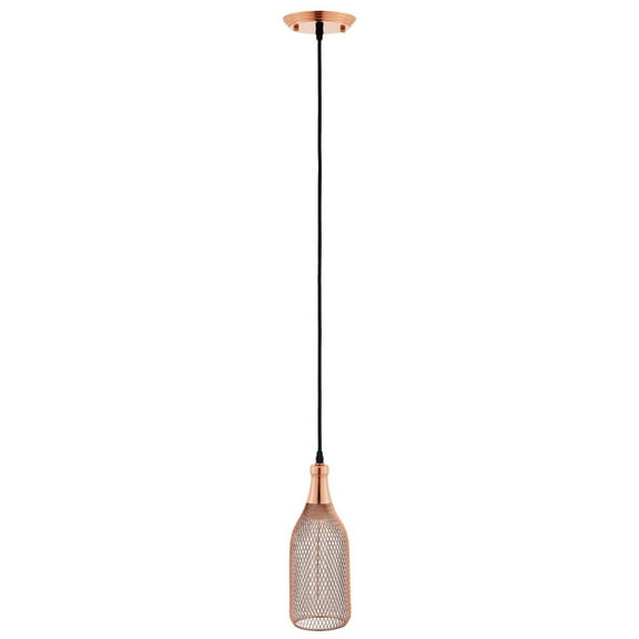Modway Glimmer Modern Bottle-Shaped Metal Pendant Light in Rose Gold