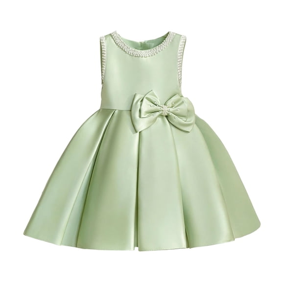 Little Girls Summer Dress Solid Color Bowknot Sleeveless Weddings Parties Clothing Birthday Dress Girls Size 7T