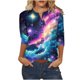 thumbnail image 2 of Tejiojio Womens Summer Crew Neck Casual T Shirt 3/ Length Sleeve Blouses Tops Athletic T-Shirt for Women Graphic S-3XL, 2 of 7