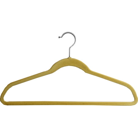 - Beige Velvet Ultra Thin Slimline Hanger with Fixed Bar, Space Saving Flocked Suit Hangers with Chrome Hook (Set of 25) by International Hanger