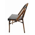 thumbnail image 4 of Black & White Armless French Bistro Patio Dining Chair by Chivari, Hand Woven Wicker, Dark Brown Brush Stroke Painted Aluminum Frame Mold Resistant & Rust Proof, 4 of 7