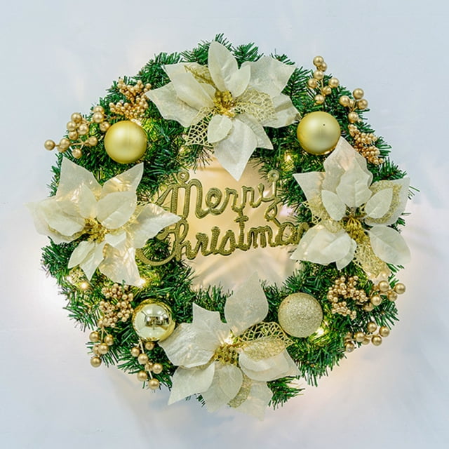 Decoración para colgar puertas de ratán con corona de Navidad | Guirnalda festiva multicolor | Plástico duradero de 12 pulgadas | Casa de hotel exterior interior | Diseño exquisito, montaje fácil,