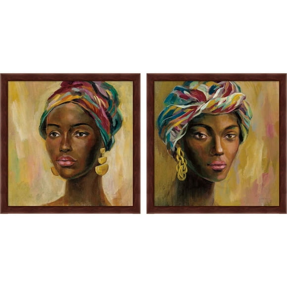Great Art Now African Face by Silvia Vassileva, 2 Piece Framed Art Set Each 13"W x 13"H