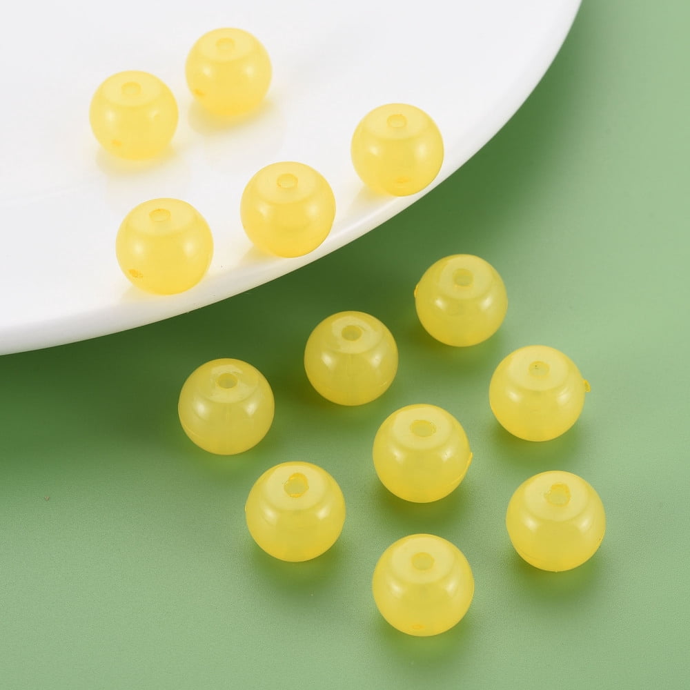 Imitation Jelly Acrylic Beads Barrel Yellow 13x10.5mm Hole: 2.5mm 375pcs/500g