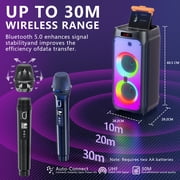 JYX Large Party Speaker, Stereo Outdoor Speaker Bluetooth with Wheels & Trolley Bar, T8