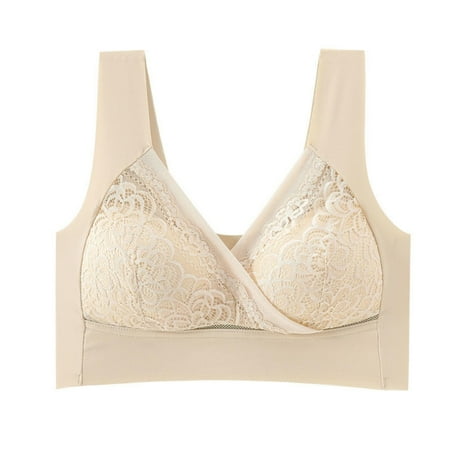 Clearance! yanlanliang Bras for Women  2024 New Rosy Bra Plus Size Comfort Elastic Wireless Support Lace Bra for Women Plus Size Lingerie Bralettes for Women Khaki M