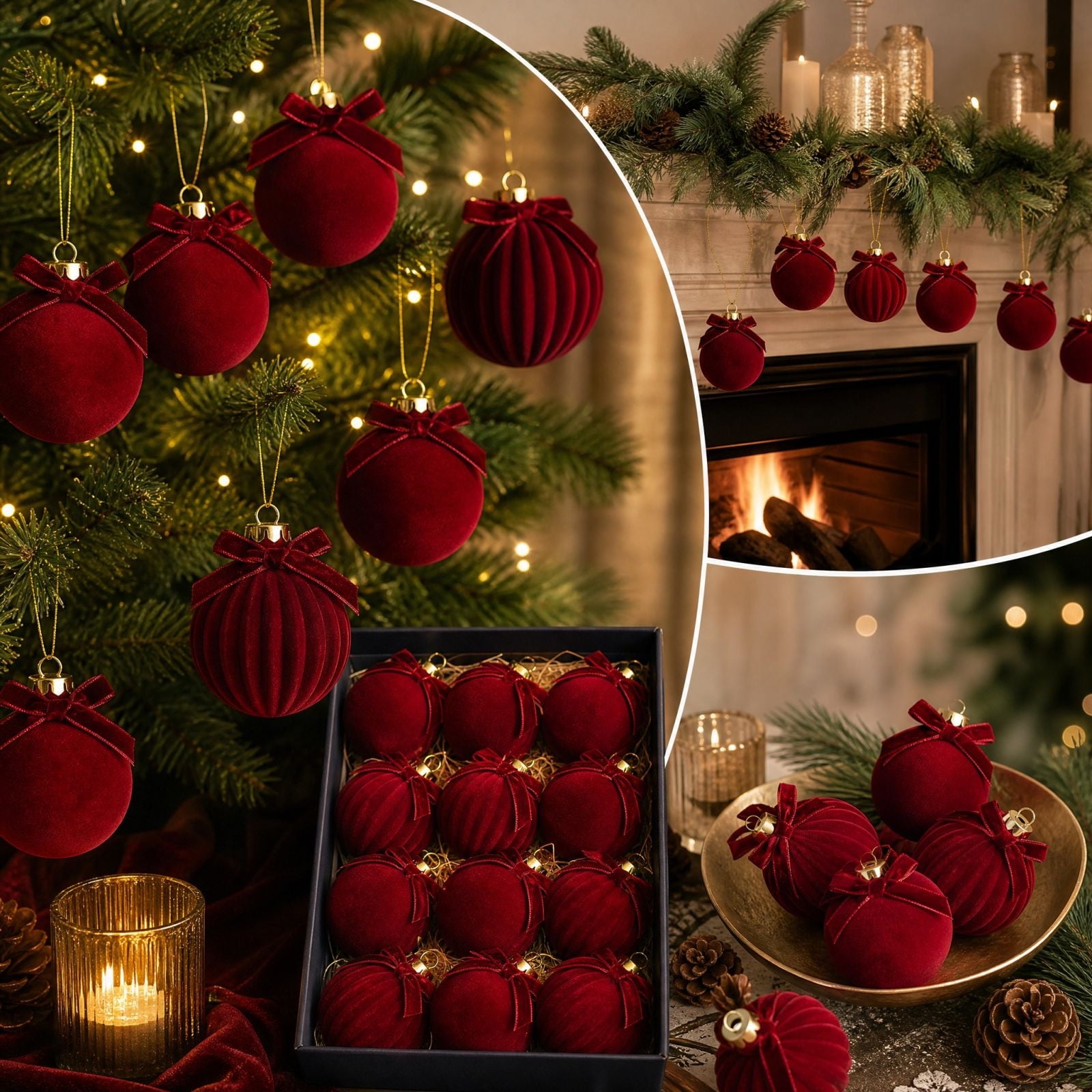Christmas Decorations Christmas Decorative Ball Ornaments Hanging Tree Decor for Christmas Tree Wreath Window Party Home Holiday Xmas Favors Decor