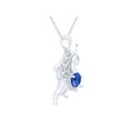 thumbnail image 3 of AFFY Round Shape Simulated Blue Sapphire & White Cubic Zirconia Unicorn Horse Pendant Necklace In 14k White Gold Over Sterling Silver, 3 of 6