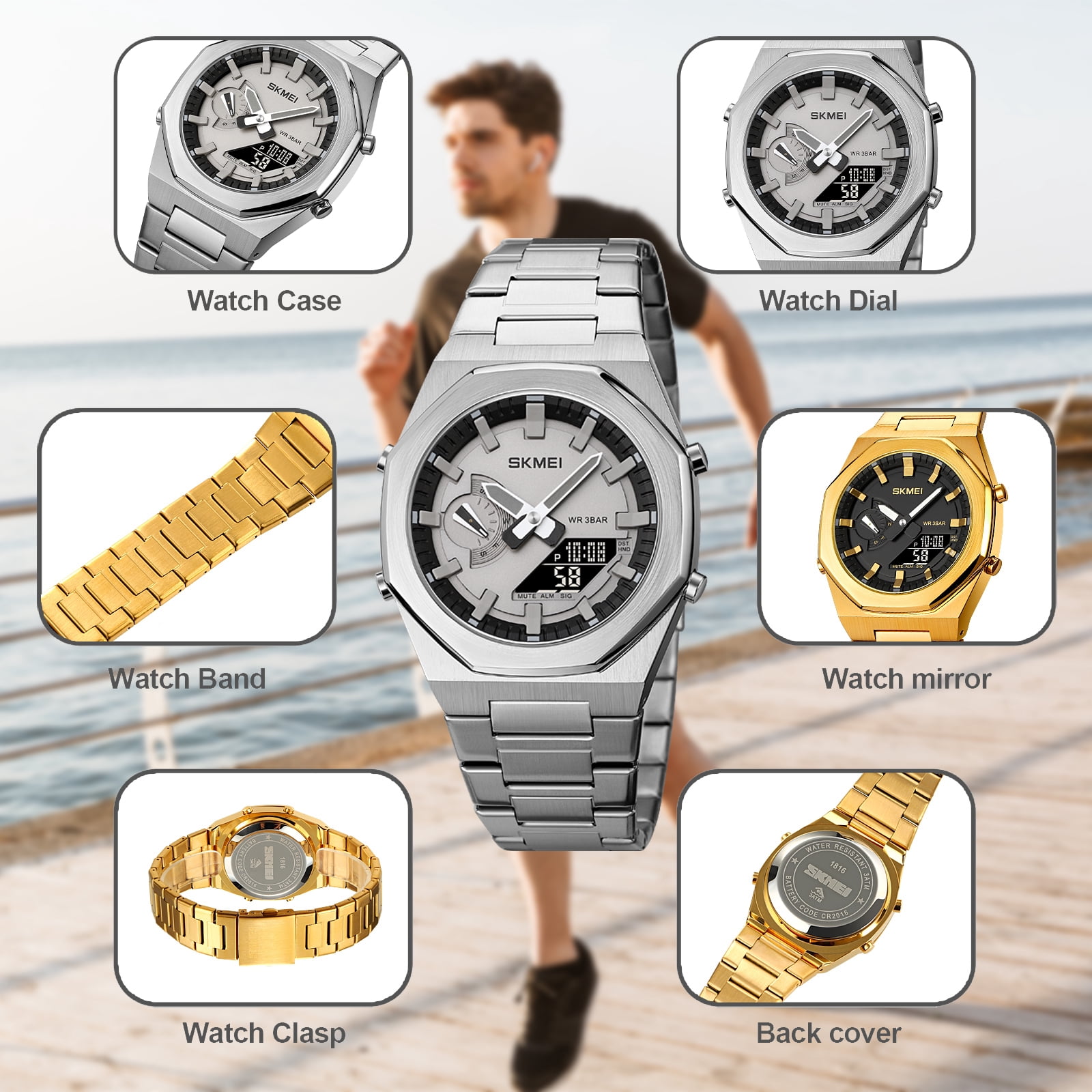 SKMEI Men's Digital Watch, Sports Waterproof Military Watches for Men LED Casual Stopwatch Alarm Tactical Men's Wrist Watches
