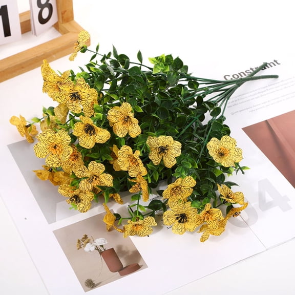 UV Resistant Artificial Flowers Indoor with Green Leaves, Realistic Faux Flowers Bouquet, All Weather Decor for Garden Porch Wedding Vase Arrangement