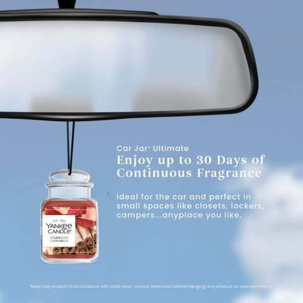 Yankee Candle Car Jar Ultimate Hanging Car Air Fresheners, Sparkling Cinnamon, 0.96 oz (Pack of 4)