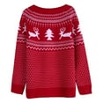 thumbnail image 5 of Women Christmas Outfit Elegant Fair Isle Knit Pullover Sweater for Women Cozy Winter Wear Soft Yarn Comfortable Loose Fit Casual Turtleneck Top Cold Weather Fashion Red S, 5 of 6