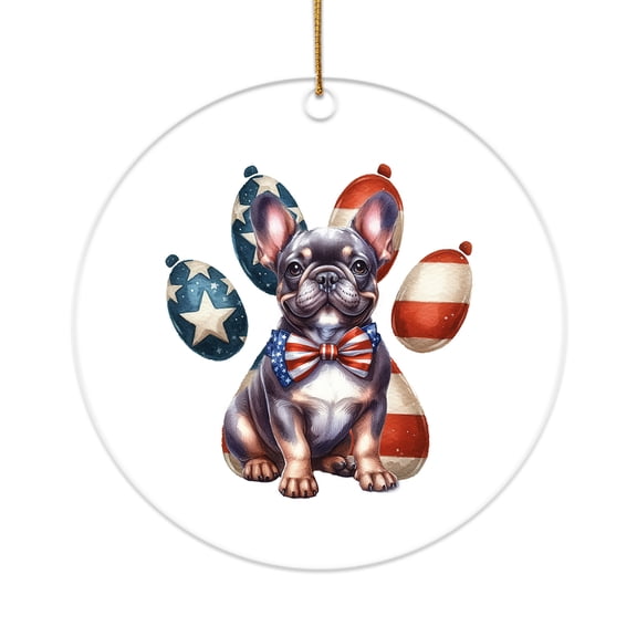 Patriotic French Bulldog 4th of July Independence Paws Acrylic Round Ornament Dog Lover Gifts Home Tree Decor - 02010