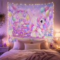 thumbnail image 2 of Cute Unicorn with Flower Crown in Dreamy Sky, Dreamy Fantasy for Pastel Lovers, Unicorn Wall Art, Birthday Gift Tapestry Wall Hanging for Bedroom and Living Room, 2 of 7