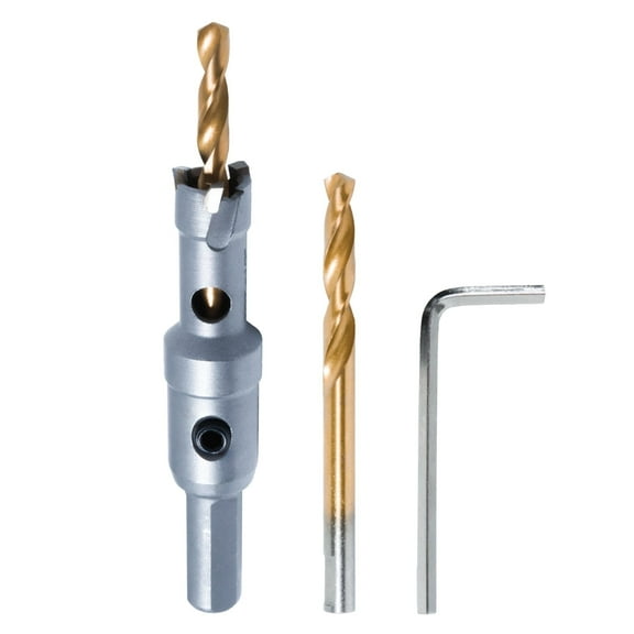 POWERTEC 1/2" Carbide Hole Saw for Soft & Hard Metal | Tungsten Carbide Tipped Hole Cutter Set with Titanium-Plated Pilot Drill Bit for Metal, Stainless Steel, Iron, Wood, Plastic, 14902N