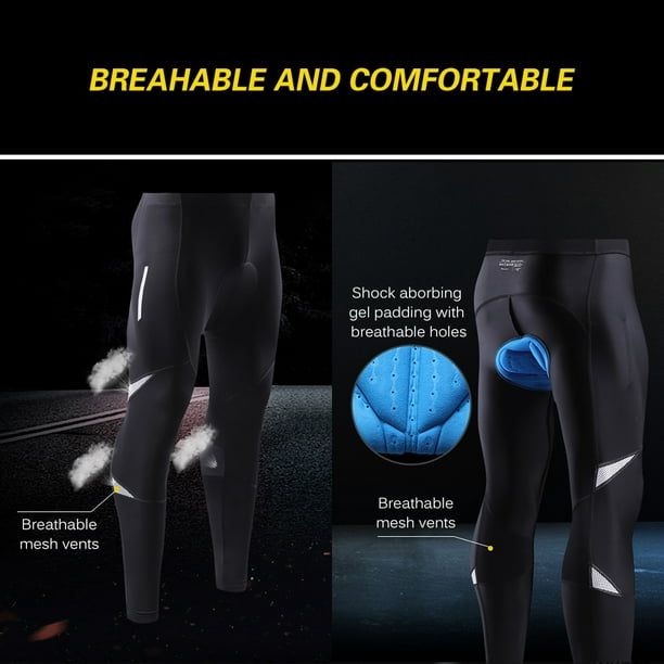 Men's Reflective Bicycle Pants Gel Padded Cycling Compression