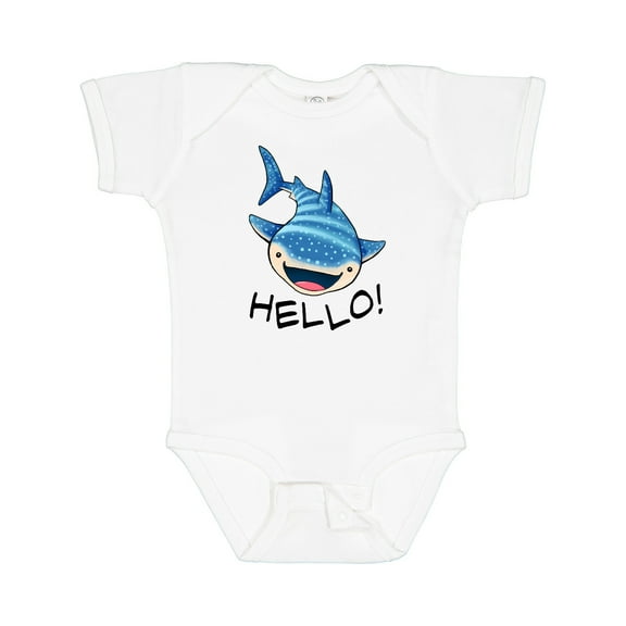 Inktastic Cute Whale Shark Says Hello Boys or Girls Baby Bodysuit