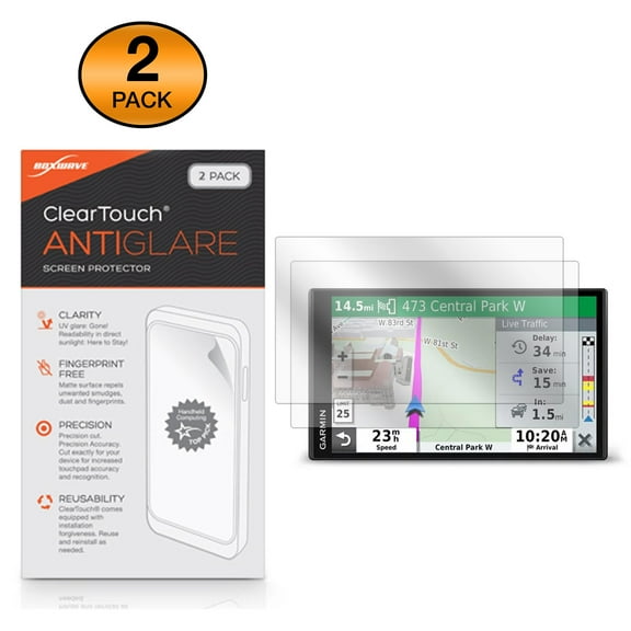Garmin DriveSmart 65 Screen Protector, BoxWave® [ClearTouch Anti-Glare (2-Pack)] Anti-Fingerprint Matte Film Skin for Garmin DriveSmart 65