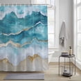 thumbnail image 4 of Abstract Waves Shower Curtains for Bathroom, Ocean Surrealism Spray Beach Watercolor Washable Fabric Shower Curtain with Hooks Waterproof Bathroom Decor Sets, 60 x 72 Inches, 4 of 9