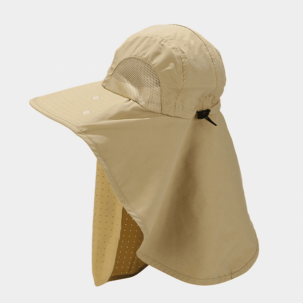 Outdoor UV Sun Protection Wide Brim Fishing Cap with Removable Flap, Red  N104 