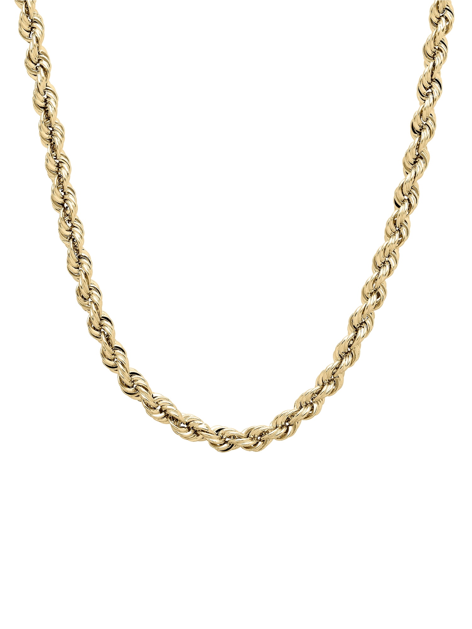 Brilliance Fine Jewelry 10K Yellow Gold 3.40 mm Hollow Rope Necklace, 22"