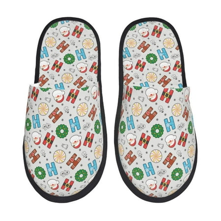 

Qokaie Christmas Hohoho 1 Print Fuzzy Slippers for Women – Soft Plush Indoor Slippers with EVA Sole Cozy and Comfortable for Home and Travel-Large