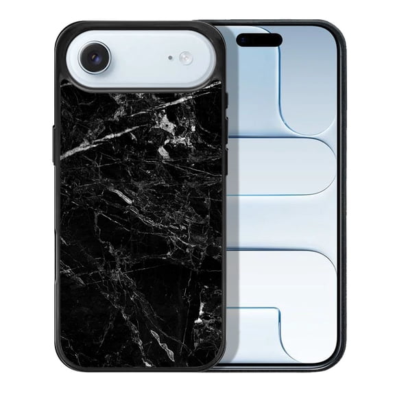 WIRESTER Shockproof Soft Rubber Cover Case for Apple iPhone 17 Air 6.6" 2025, Cloudy Black Marble