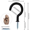 thumbnail image 4 of PHITUODA 20Pcs 2-Inch Cup Hooks Ceiling Hooks, Plastic-Covered Metal Screw-in Hooks, Black, 4 of 8